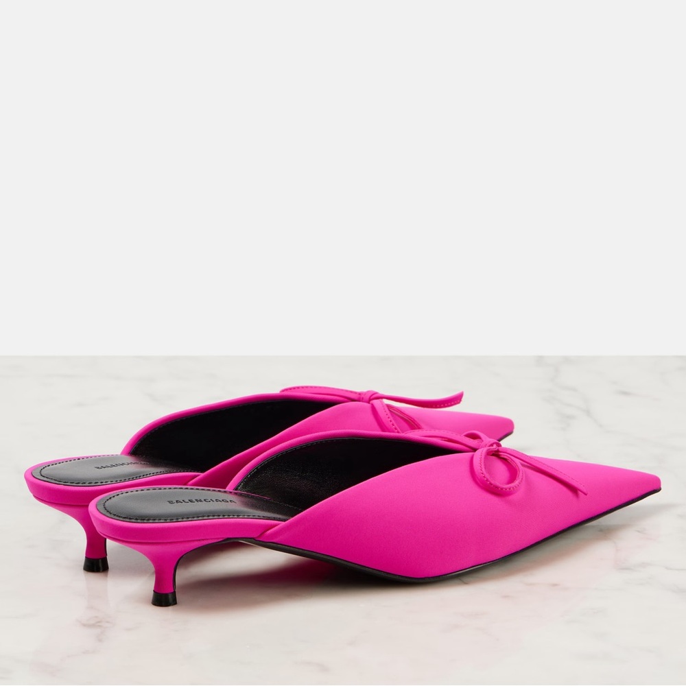 Balenciaga Knife Kitten Heel Bow Mule Pink Size 37 EU / 7 US NIB - Picture 12 of 15